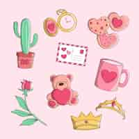 Free vector hand drawn valentine's day element collection