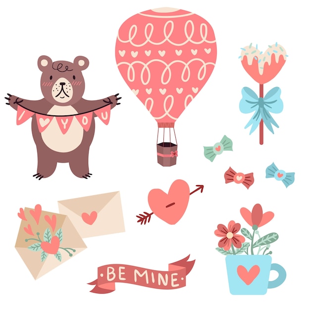 Free vector hand drawn valentine's day element collection