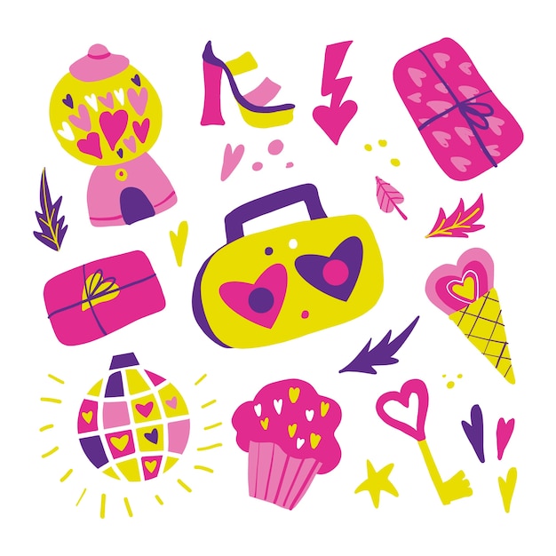 Free vector hand drawn valentine's day element collection