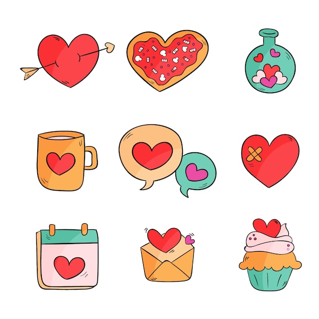 Free vector hand drawn valentine's day element collection