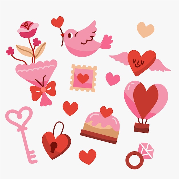 Free vector hand drawn valentine's day element collection