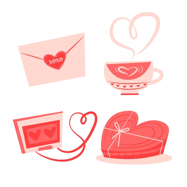 Free vector hand drawn valentine's day element collection