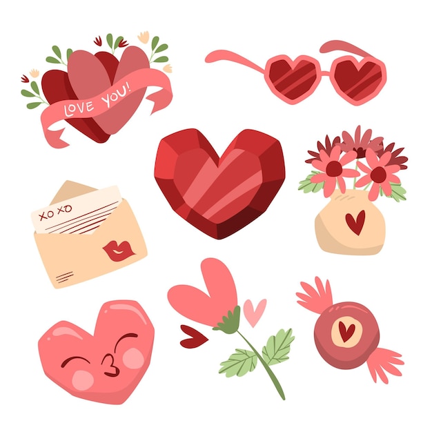 Free Vector  Hand drawn valentine's day stickers collection