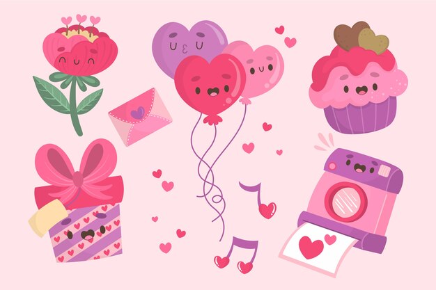 Hand drawn valentine's day element collection