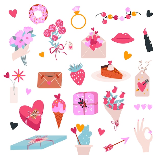 Бесплатное векторное изображение Коллекция элементов дня святого валентина