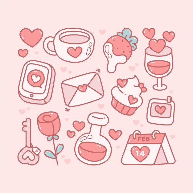 Hand drawn valentine's day element pack