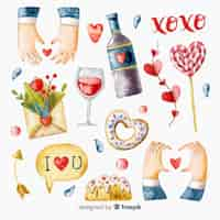 Free vector hand drawn valentine's day elements collection