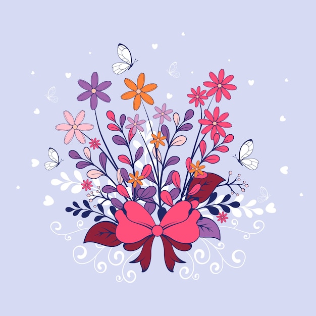 手描きのバレンタインデーの花のイラスト