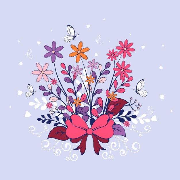 Нарисованная рукой иллюстрация цветов дня святого валентина