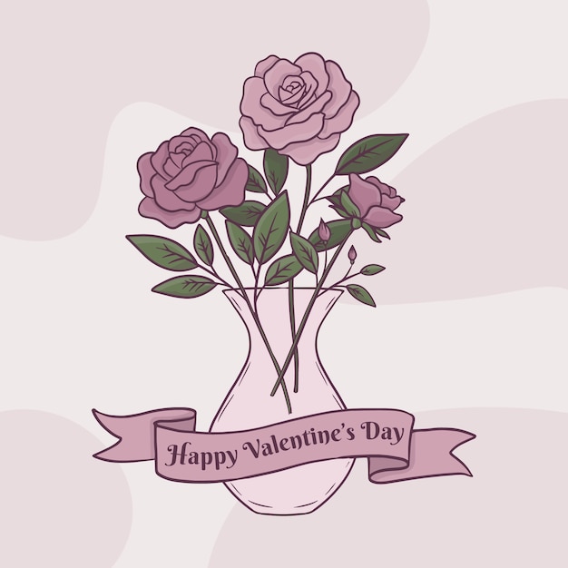 Illustrazione disegnata a mano dei fiori di san valentino