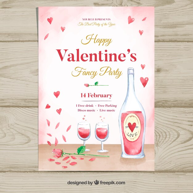 Hand drawn valentine's day flyer/poster template 