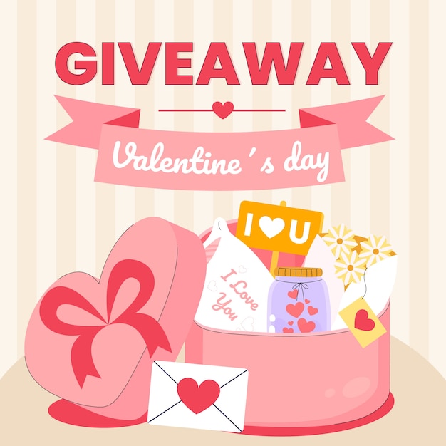 Free vector hand drawn valentine's day giveaway illustration