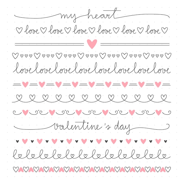 Hand drawn valentine's day hearts frame