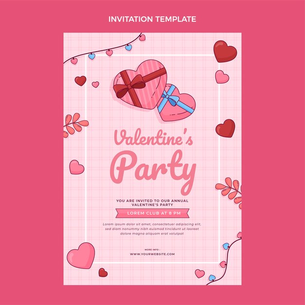 Free vector hand drawn valentine's day invitation template