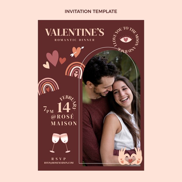 Free vector hand drawn valentine's day invitation template