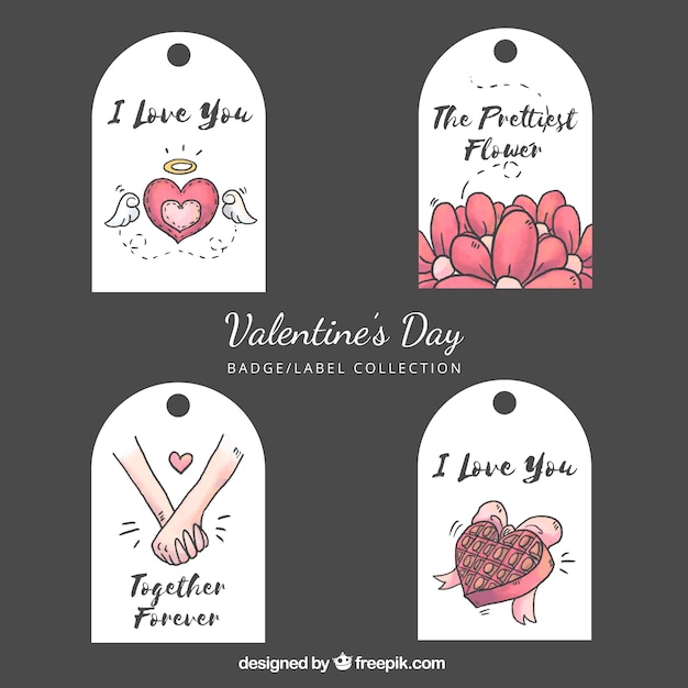 Hand drawn valentine's day label/badge collection