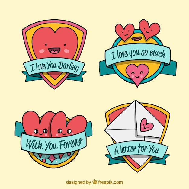 Free vector hand drawn valentine's day label/badge collection