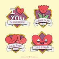 Free vector hand drawn valentine's day label/badge collection