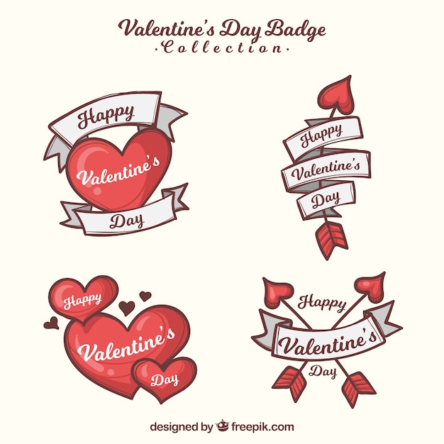 Free vector hand drawn valentine's day label/badge collection