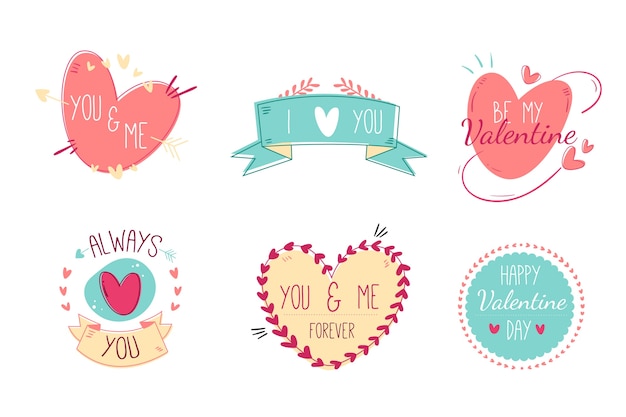 Free vector hand drawn valentine's day label collection