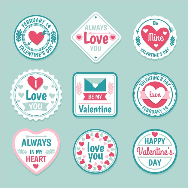 Hand drawn valentine's day label set