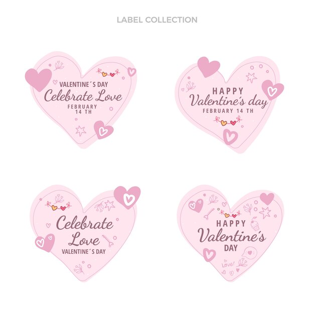 Hand drawn valentine's day labels collection