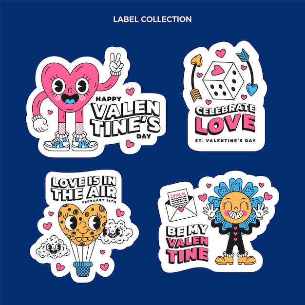 Free vector hand drawn valentine's day labels collection