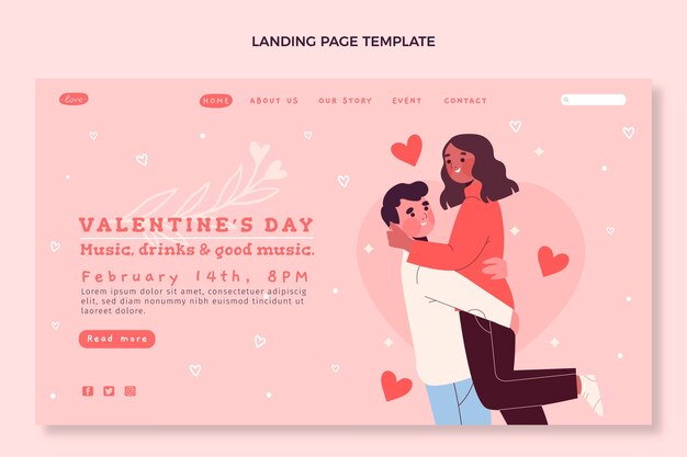hand drawn valentine's day landing page template