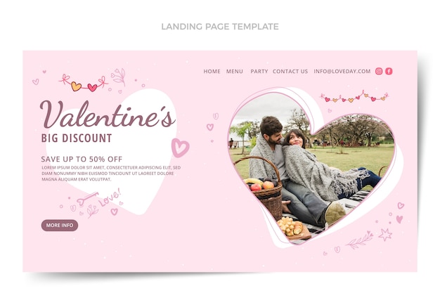 Hand drawn valentine's day landing page template