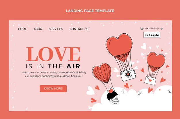 手描きのバレンタインデーのランディングページテンプレート