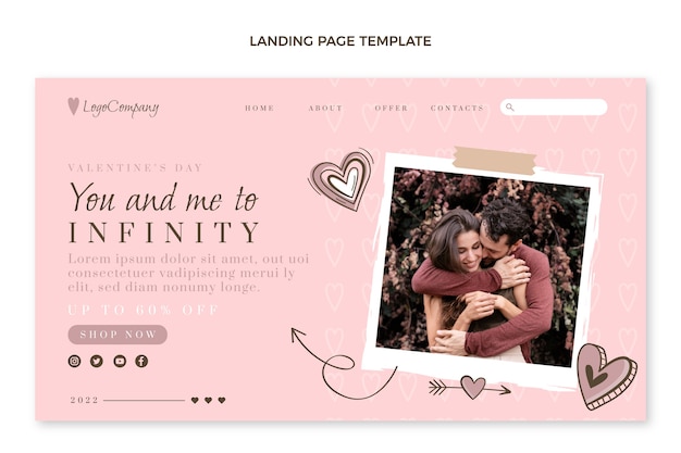 Free vector hand drawn valentine's day landing page template