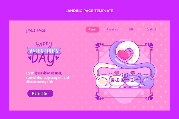 Free vector hand drawn valentine's day landing page template