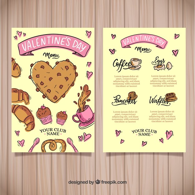 Hand drawn valentine's day menu