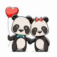 Free vector hand drawn valentine's day panda couple