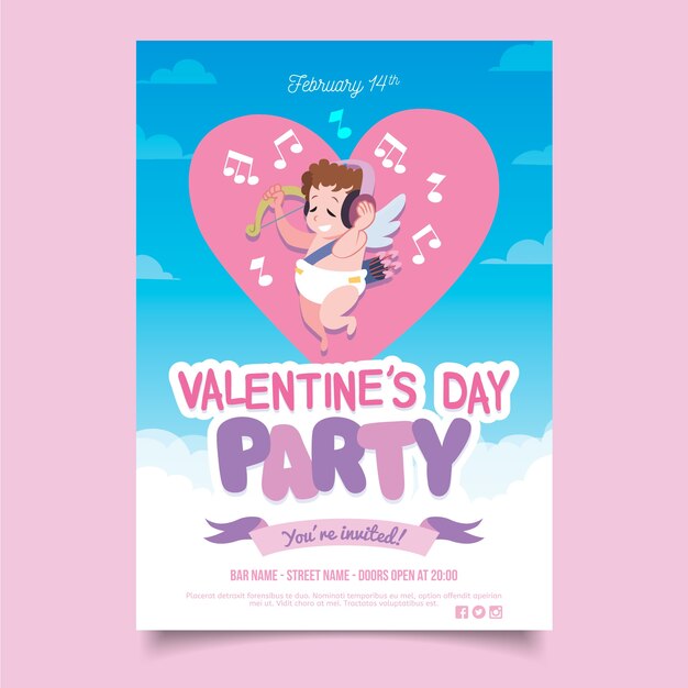 Hand-drawn valentine's day party flyer template