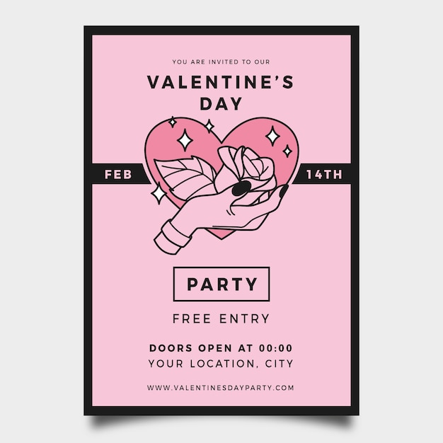 Free vector hand drawn valentine's day party flyer template