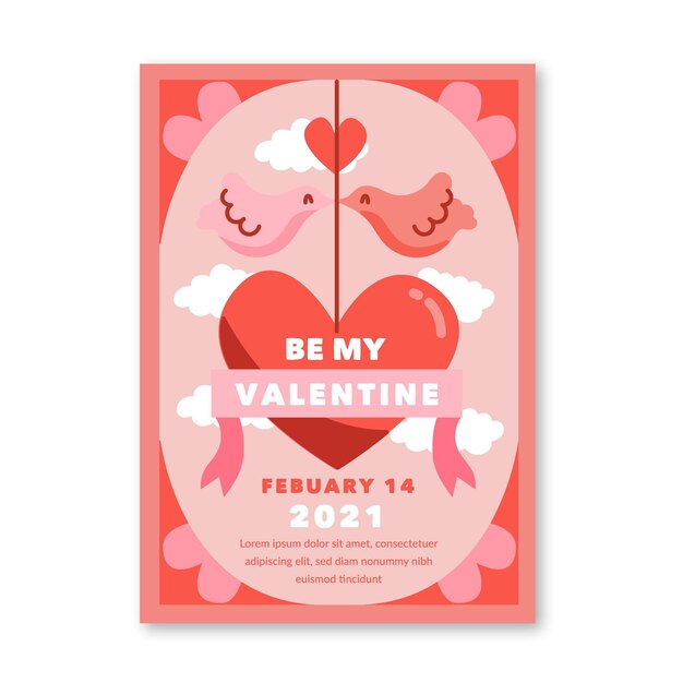 Hand drawn valentine's day party flyer template