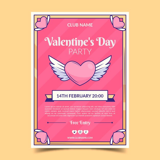 Hand drawn valentine's day party flyer