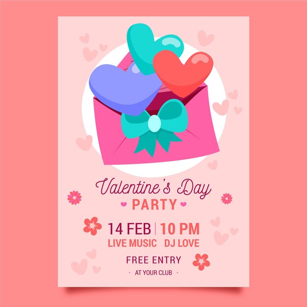 hand drawn valentine's day party flyer