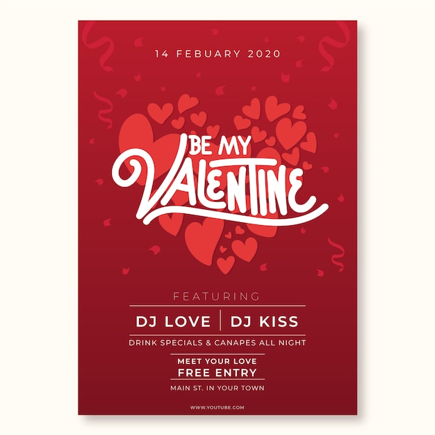 Free vector hand drawn valentine's day party poster template