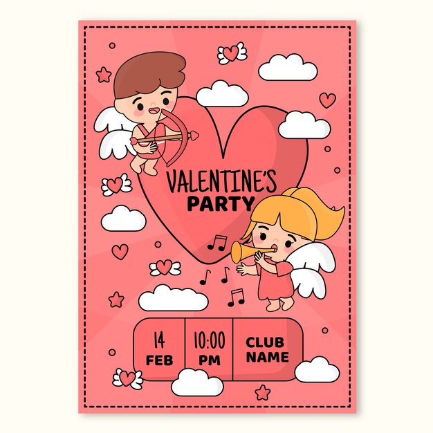 Hand drawn valentine's day party poster template