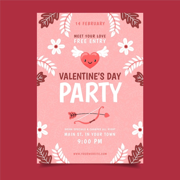 Free vector hand drawn valentine's day party poster template