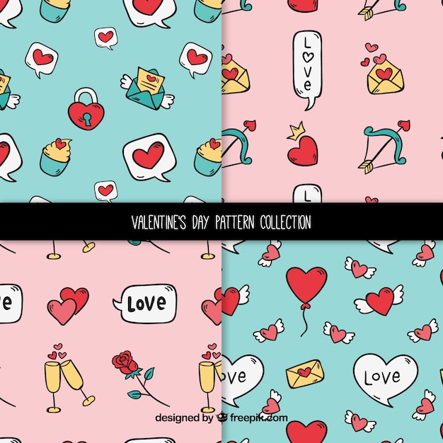 Free vector hand drawn valentine's day pattern collection