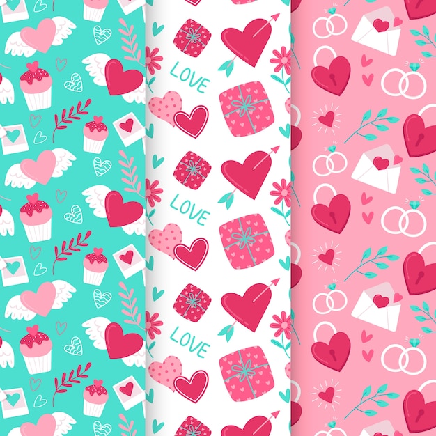 Hand drawn valentine's day pattern collection