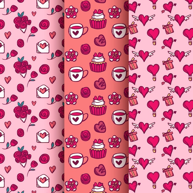 Free vector hand drawn valentine's day pattern collection