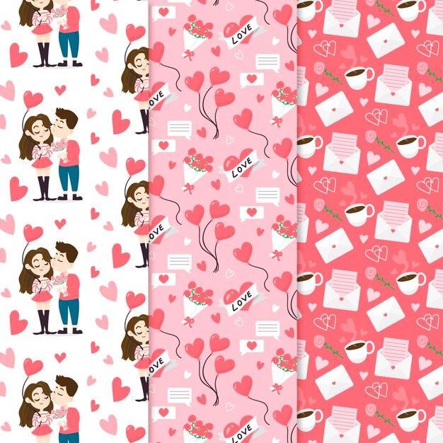 Hand drawn valentine's day pattern collection