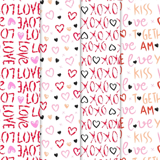 Free vector hand drawn valentine's day pattern collection