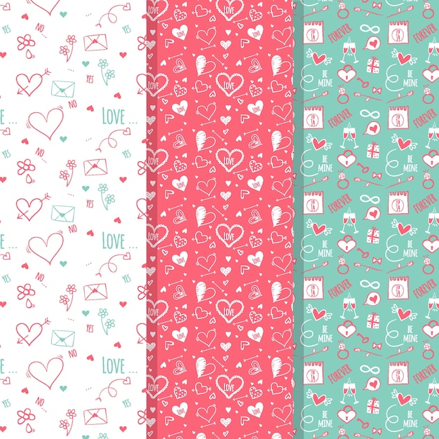 Free vector hand drawn valentine's day pattern collection