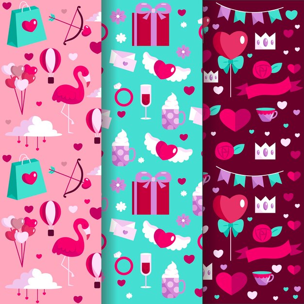 Free vector hand drawn valentine's day pattern collection