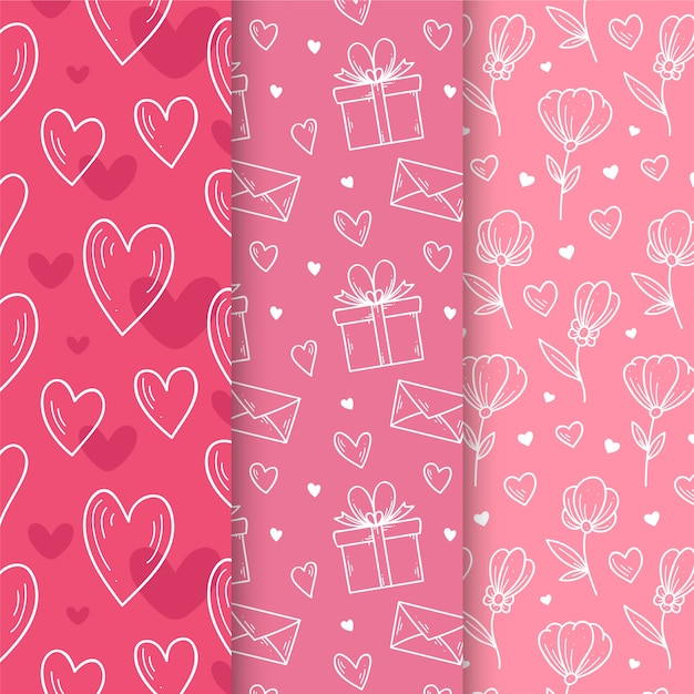 Hand drawn valentine's day pattern collection